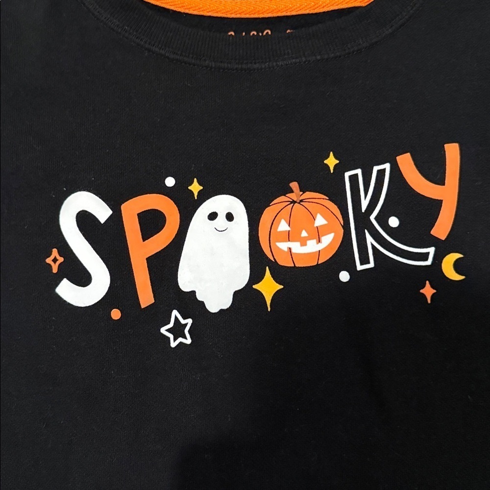 Cat & Jack spooky crew neck sweatshirt and black joggers set of 2 large (10/12) - Picture 3 of 8
